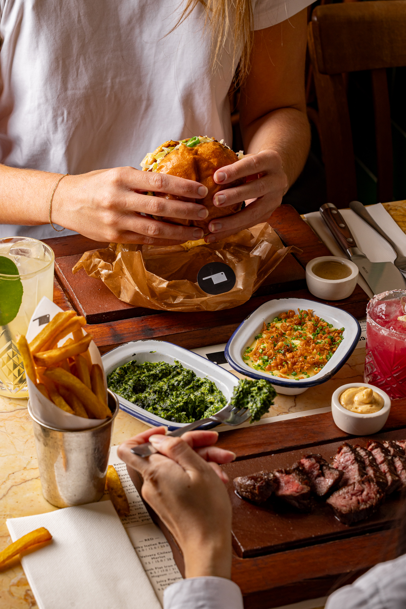 Flat Iron Steak and sides