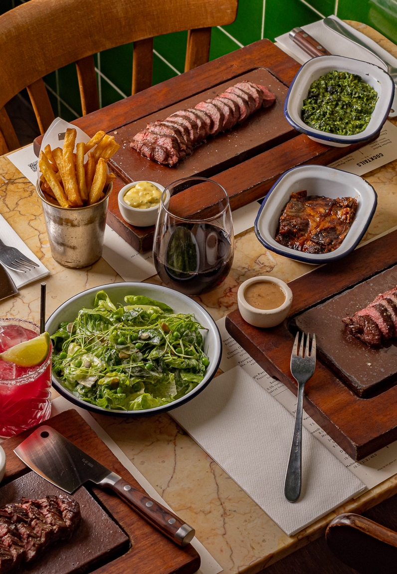 Flat Iron Steak and sides